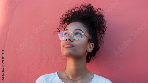 People, Impressions, and Contemplation. A pensive, intelligent female student...