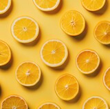 orange slices on yellow background