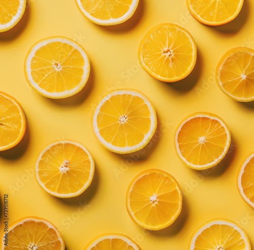 orange slices on yellow background