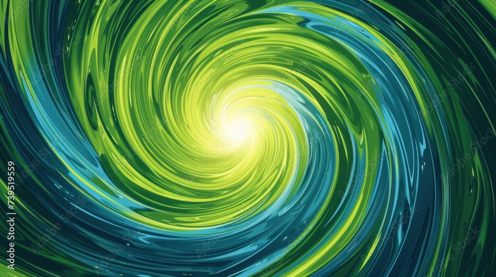 Abstract Green and Blue Swirls Illustration - Earth Day Concept Art.