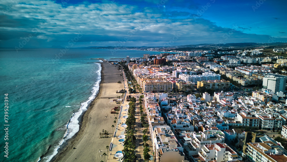 Aerial view of the seaside of Estepona, Spain