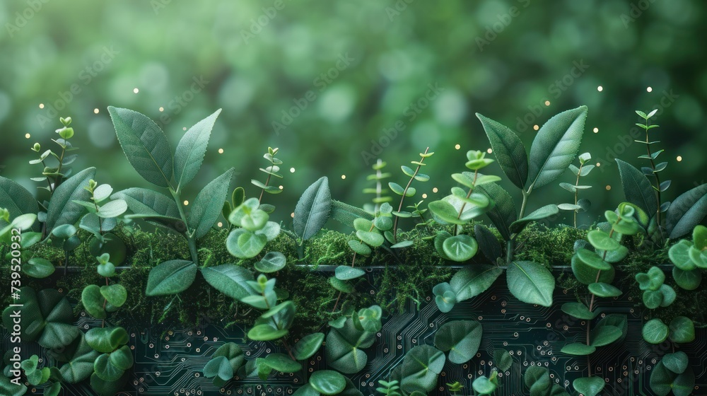 brain plant border leaf green - obrazy, fototapety, plakaty 