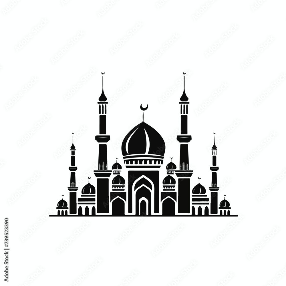Mosque icon or logo isolated sign symbol vector i