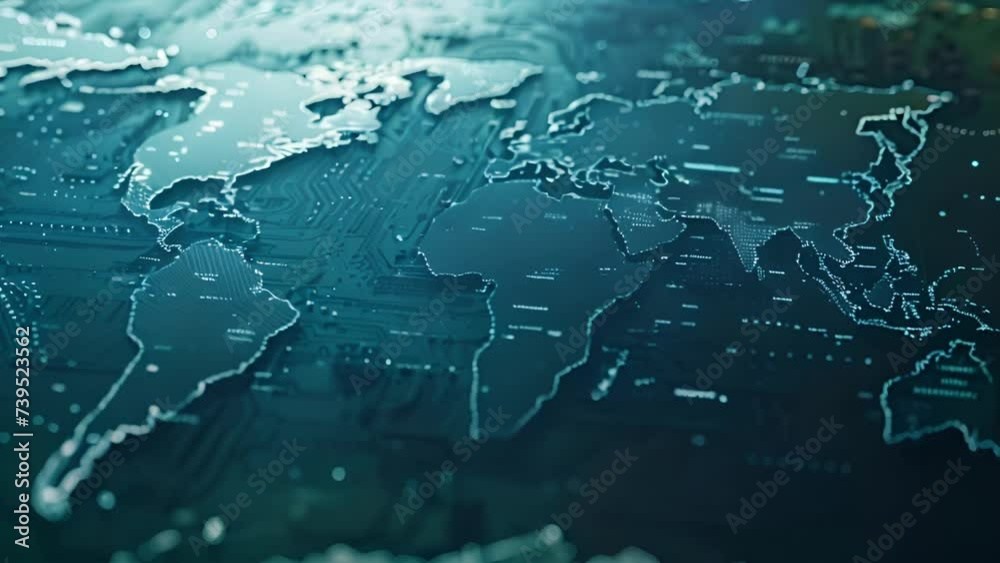 3D digital map of planet earth with circuit board communication technology concept Generative AI 3D digital map of planet earth with circuit board communication technology concept Generative AI