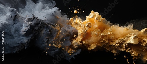 Gold and black sulfur particles stone © FOXYY