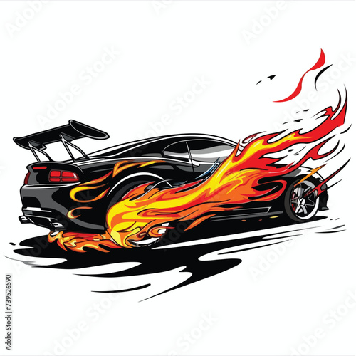Racing flame car sticker tribal flame car decal f