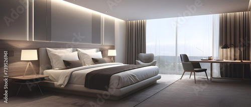 Room interior of modern hotel bedroom - Ai generated