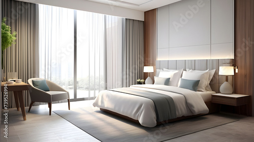 Room interior of modern hotel bedroom - Ai generated © mady