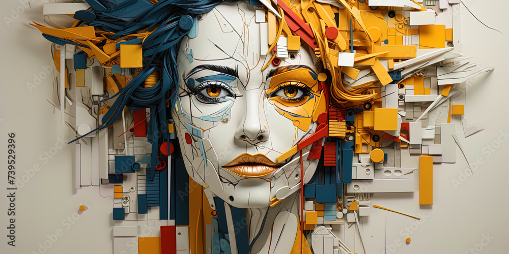 Abstract portraits formed from geometric element