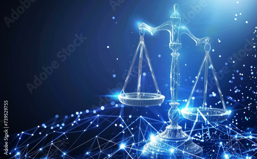 Unbiased artificial intelligence, Scales of Justice in Digital World Concept.