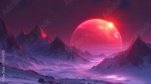 A planet with giant mountains and sparkling crystalline caves, like a world of pure quar
