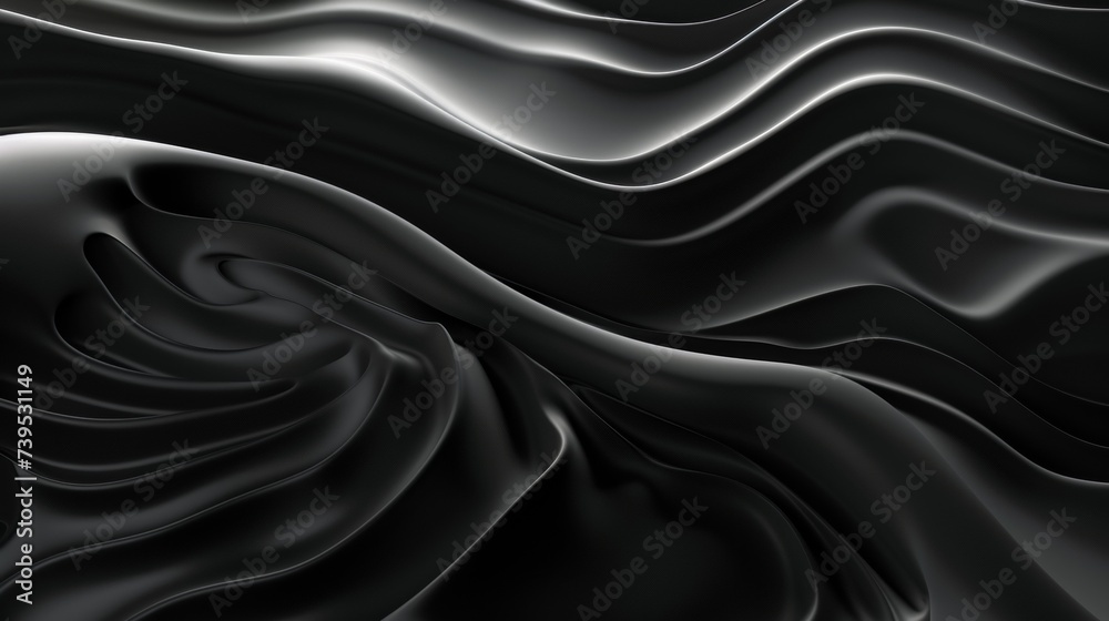 Obraz premium Black abstract background design. Modern wavy line pattern in monochrome colors.