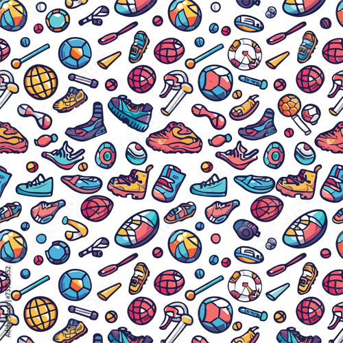 Sports seamless pattern. Vector illustration. iso