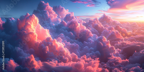 Cloudy sky strewn with fluffy white clouds, like a pastel lands