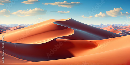 Colorful desert dunes, lost in an endless emptiness, like a sea of sand