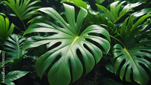 close-up image of tropical leaves. decor and design. wallpaper
