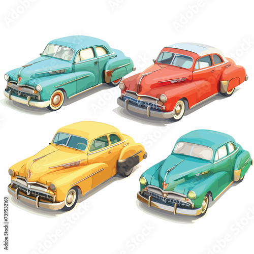 Striking vintage cars in mint condition   3D Illu