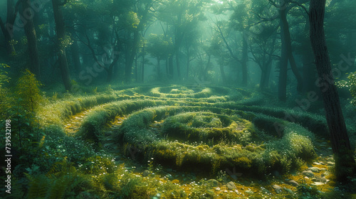 Deep and dense forests, like green labyrinths full of treasures and sec photo
