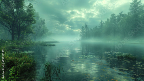 Gloomy and mysterious swamps framed by thick greenery, like a place where the ancient spirits of n © JVLMediaUHD