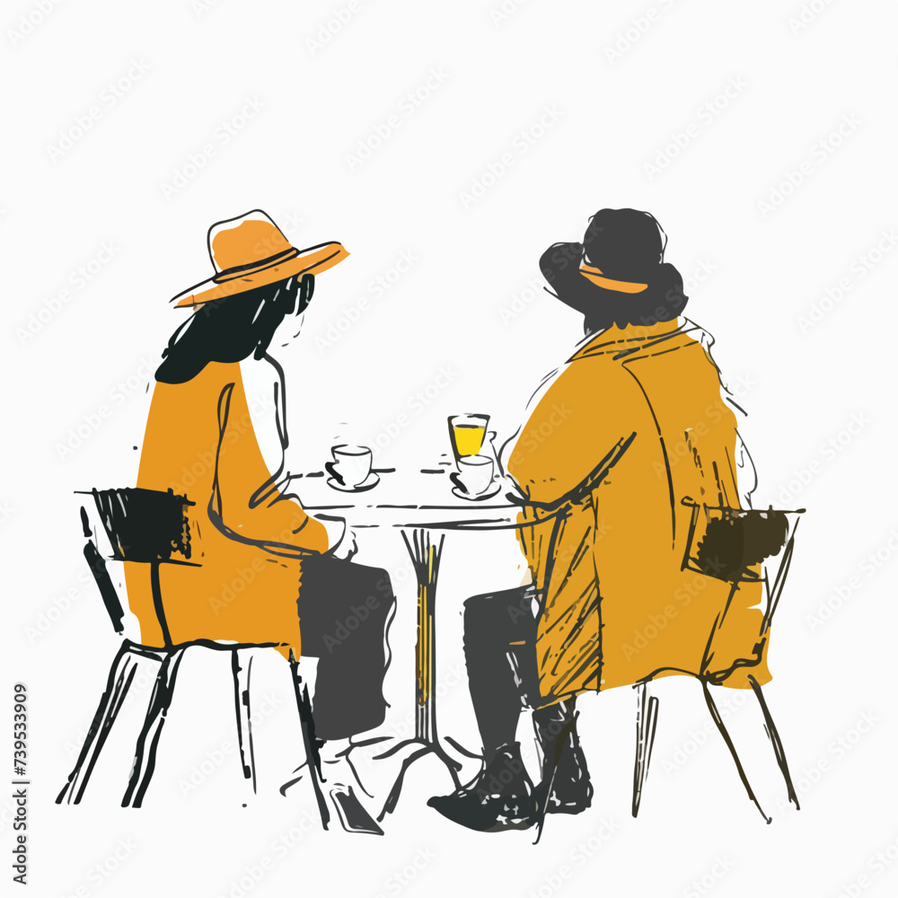 Two people in cafe enjoying the time spending wit - obrazy, fototapety, plakaty 