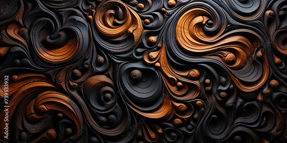 Multilayer and complex patterns on the wood of black wood, like the schemes of secret knowledge of Multilayer and complex patterns on the wood of black wood, like the schemes of secret knowledge of