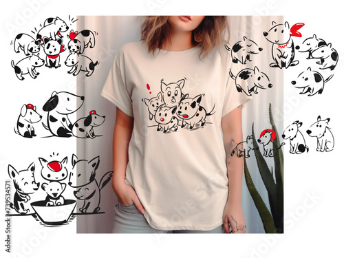 Funny cartoon Dog T-shirt design, vector t-shirt design is fully editable and printable. T-shirt Design Vector, T-shirt Vector Illustration,  Dog vector collection photo