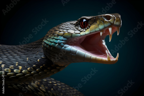 Close up shot of a red eyed tree snake on solid background - Ai Generated