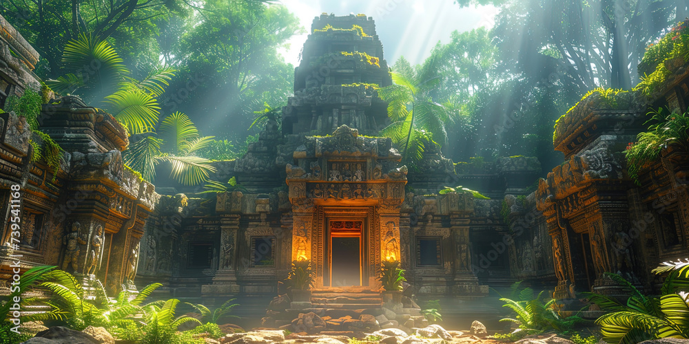 Naklejka premium Wild and unconquered jungle, like an ancient temple of nature, awaiting its fans