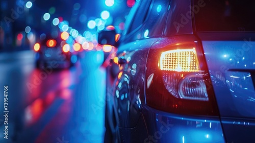 blue car lights at night. long exposure © buraratn