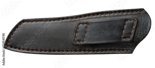 Black leather sheath for a knife on a white isolated background