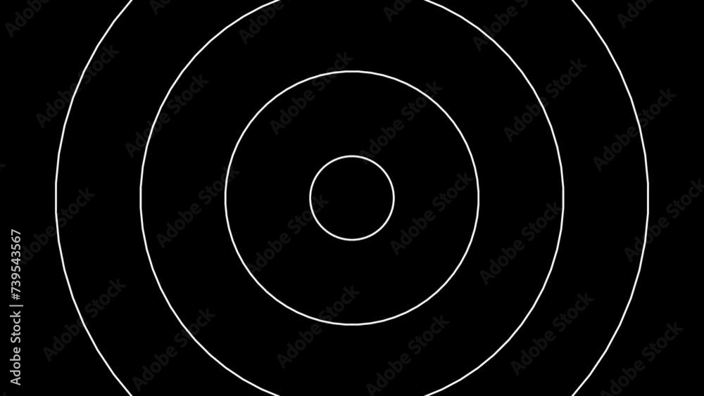 white radar transmitting radio waves, radial ultrasound on black background. Tunel Loop Seamless