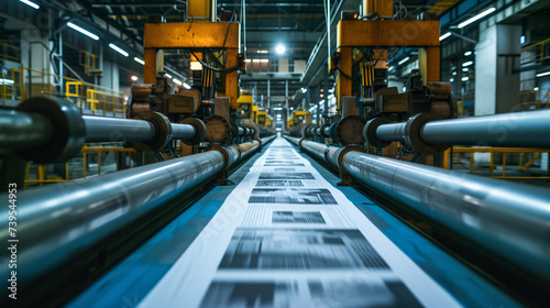 Newspaper printing facility. Printing press industry. photo