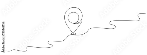 Single line line map symbol, location point for business. Pin location, geosign of a editable line continuous drawing . Gps navigation and Travel concept. Vector illustration.