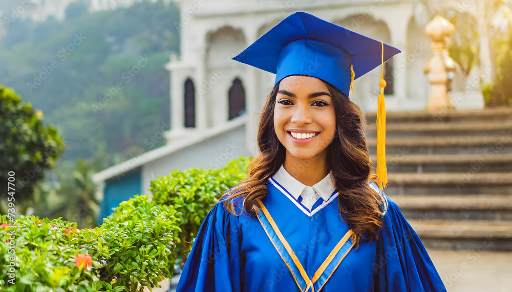 Girl graduating high school, celebrating academic achievement on her ...