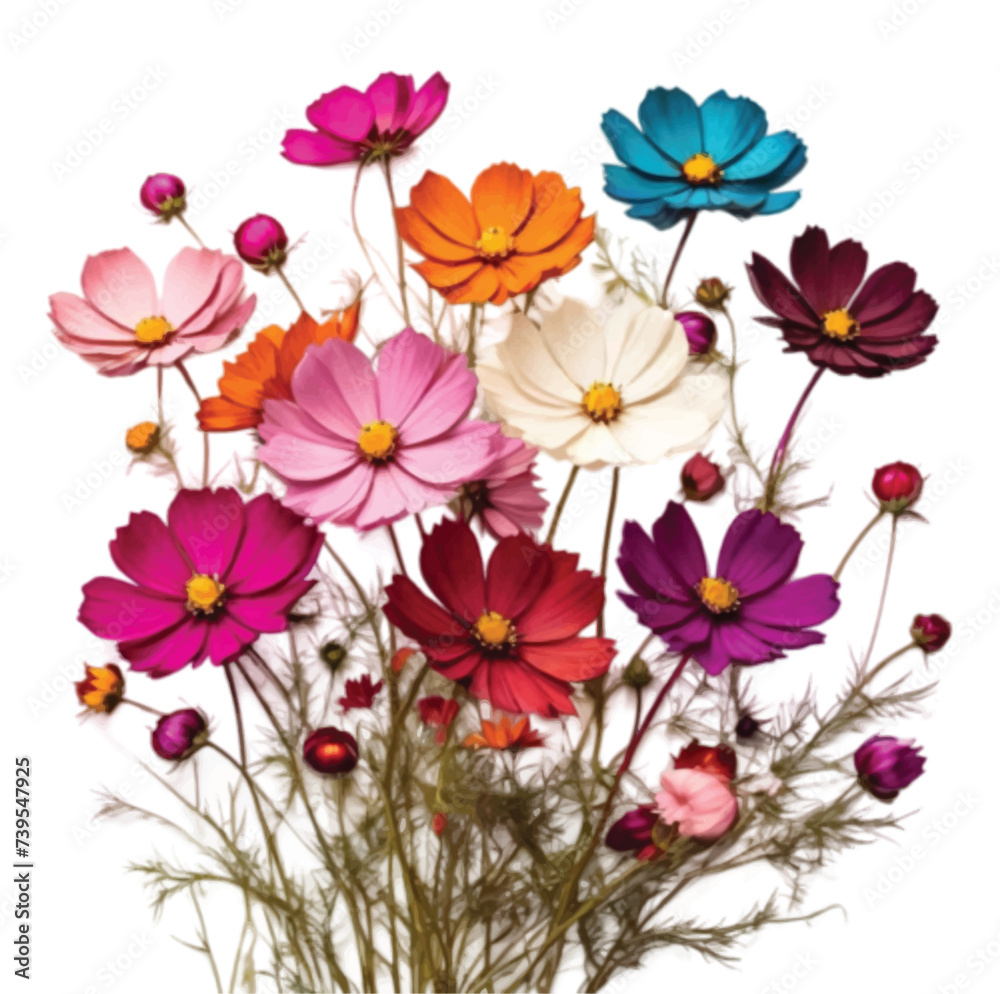 bouquet of multi color Cosmos flowers