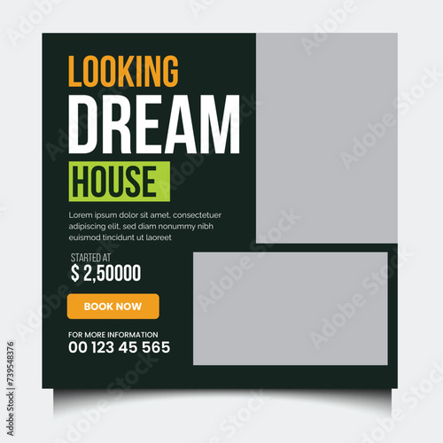 real estate business flyer, post social media design ads banner unique, minimalist banner for social media, facebook instagram banner, flyer template vector format