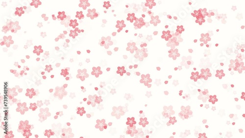 Abstract floral motion background with animated peach pink sakura flowers and cherry blossom petals falling against white backdrop. Elegant tender video animation for asian or springtime concept.