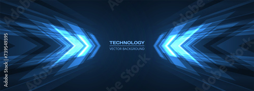 Abstract blue arrows futuristic technology background concept high-speed movement. Dynamic motion blue hi tech digital arrows and stripes. Vector illustration