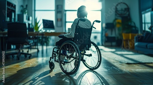 Overcoming Challenges: A Person in a Wheelchair in a Modern Office Generative AI