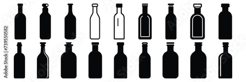 Bottle  silhouettes set, large pack of vector silhouette design, isolated white background