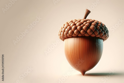 Close-up of an acorn on a clean background. Space for text. photo