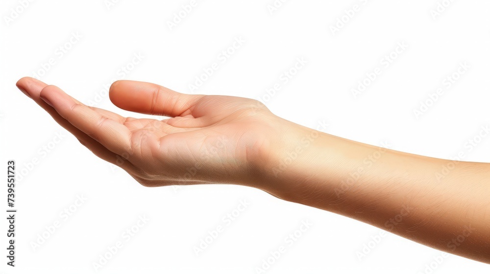 Empty open woman hand on white background Empty open woman hand on white background