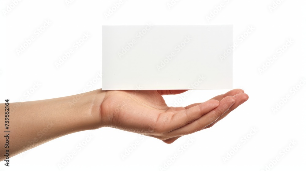 Hand holding paper isolated on white Hand holding paper isolated on white