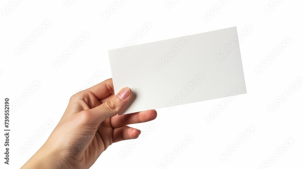 Hand holding paper isolated on white Hand holding paper isolated on white