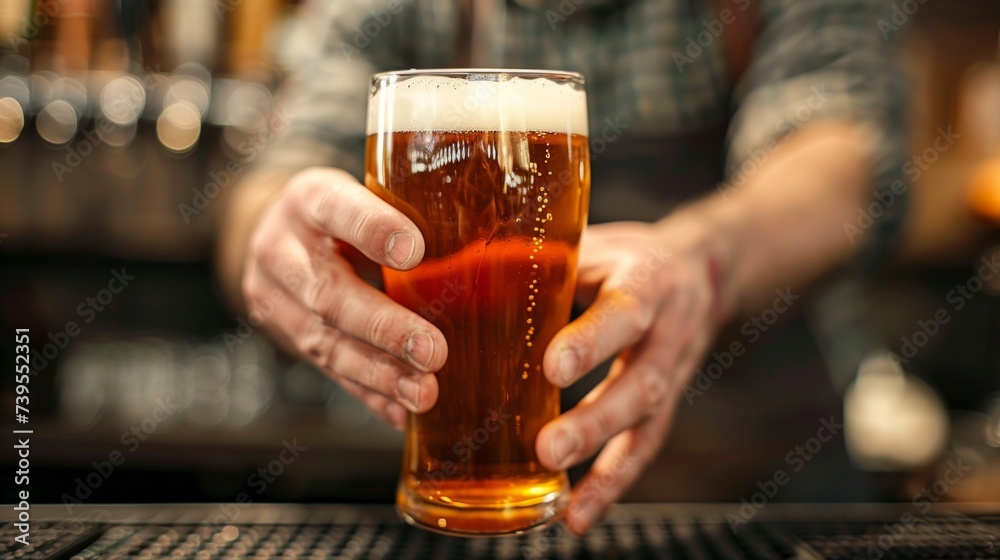 Expert Bartender Pouring Perfect Pint of Beer Generative AI