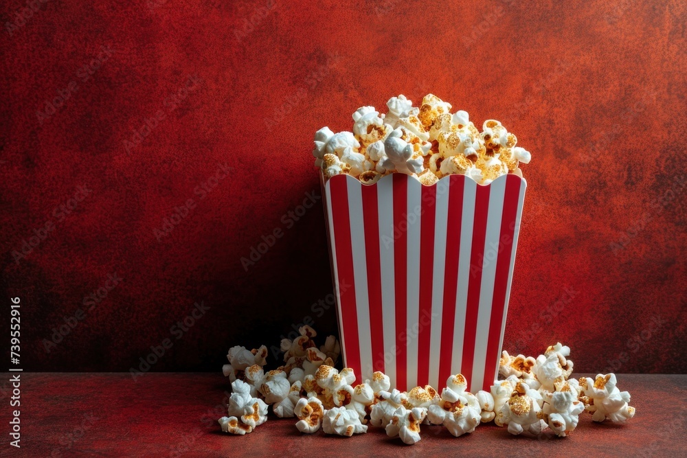Seductive Popcorn: Beauty on a Red Background Seductive Popcorn: Beauty on a Red Background