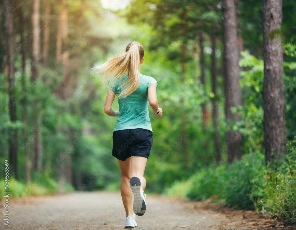 group of friends running and jogging in the forest and park. concept for healthy lifestyle in marathon training group of friends running and jogging in the forest and park. concept for healthy lifestyle in marathon training