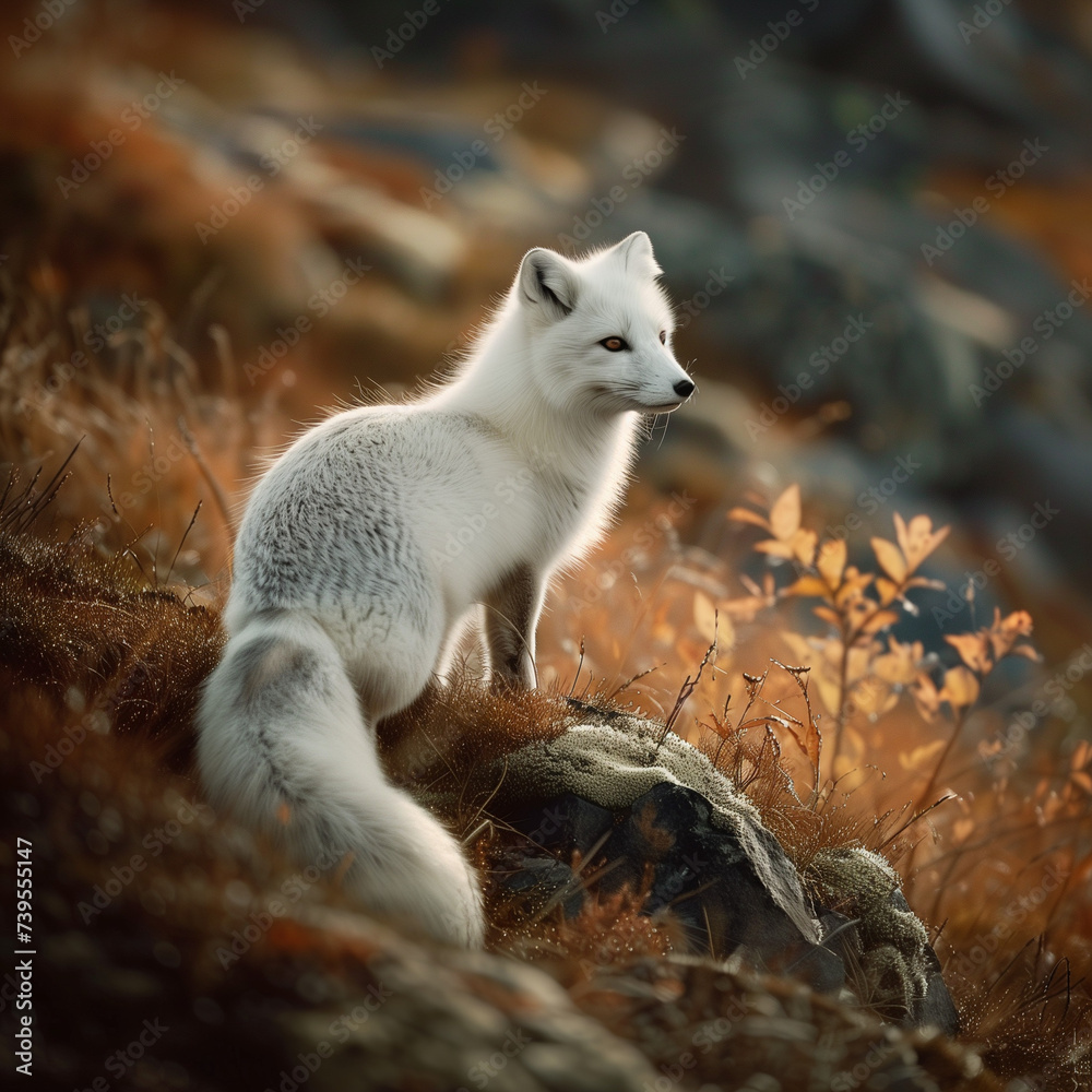 Arctic Fox in Autumnal Tundra Arctic Fox in Autumnal Tundra