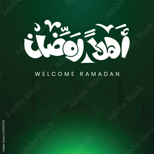 Free luxury vector realistic greeting ramadan kareem mubarak arabic ramazan banner post calligraphy design image