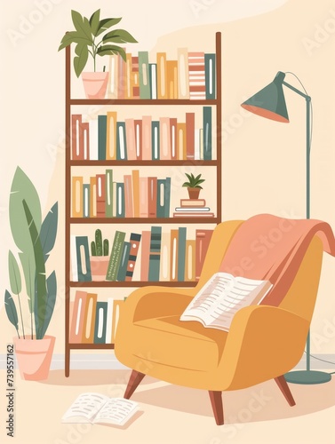 Cozy Living Room Retreat: A Serene Reading Space Generative AI